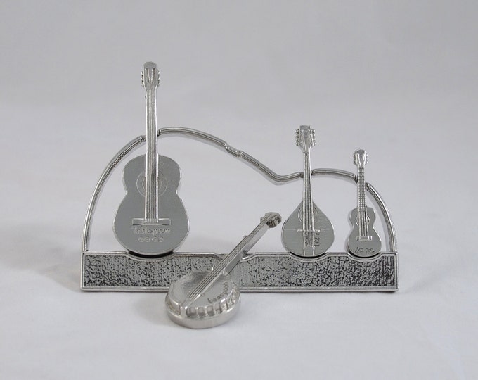 Americana Measuring Spoons with Display Stand-Guitar, Banjo, Mandolin and Ukulele