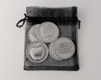 Fichas de peltre para profesores - Juego de 5 monedas de bolsillo