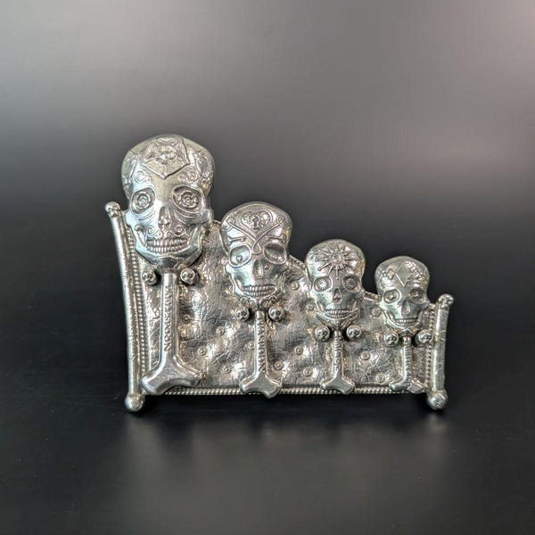 Pewter Sugar Skull Measuring Spoons with Stand - Roosfoos