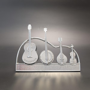Americana Measuring Spoons with Display Stand-Guitar, Banjo, Mandolin and Fiddle