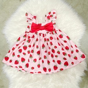 One Berry sweet birthday dress, birthday Red strawberries big bow dress, toddler birthday strawberry outfits, berry cherry birthday