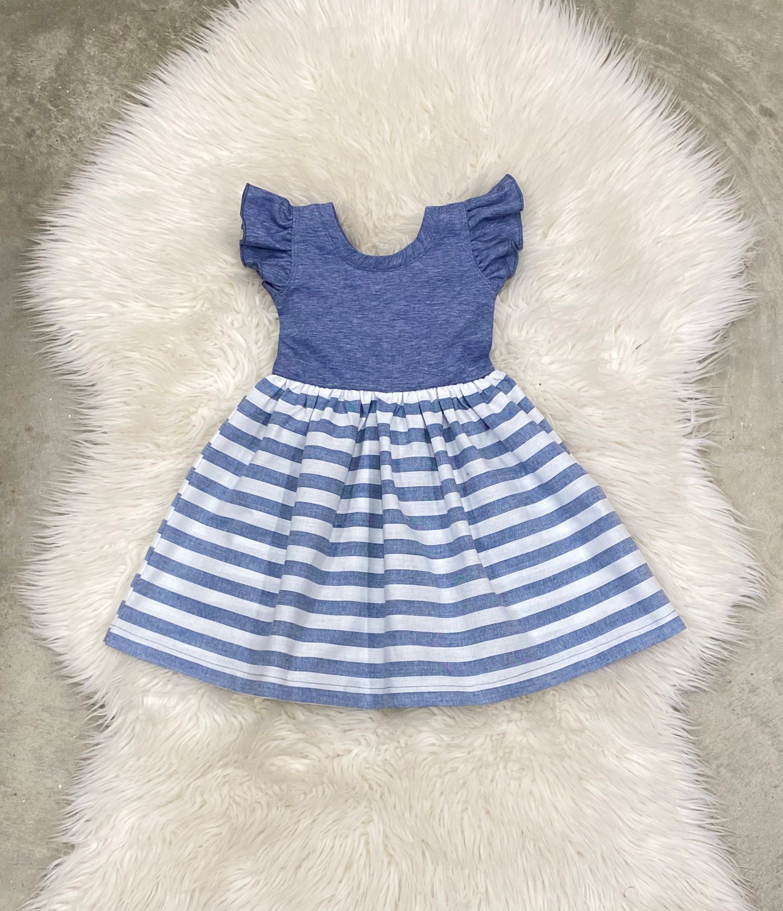 Easter Girls Dresses Blue Denim Dress Flower Girls Dress - Etsy Canada