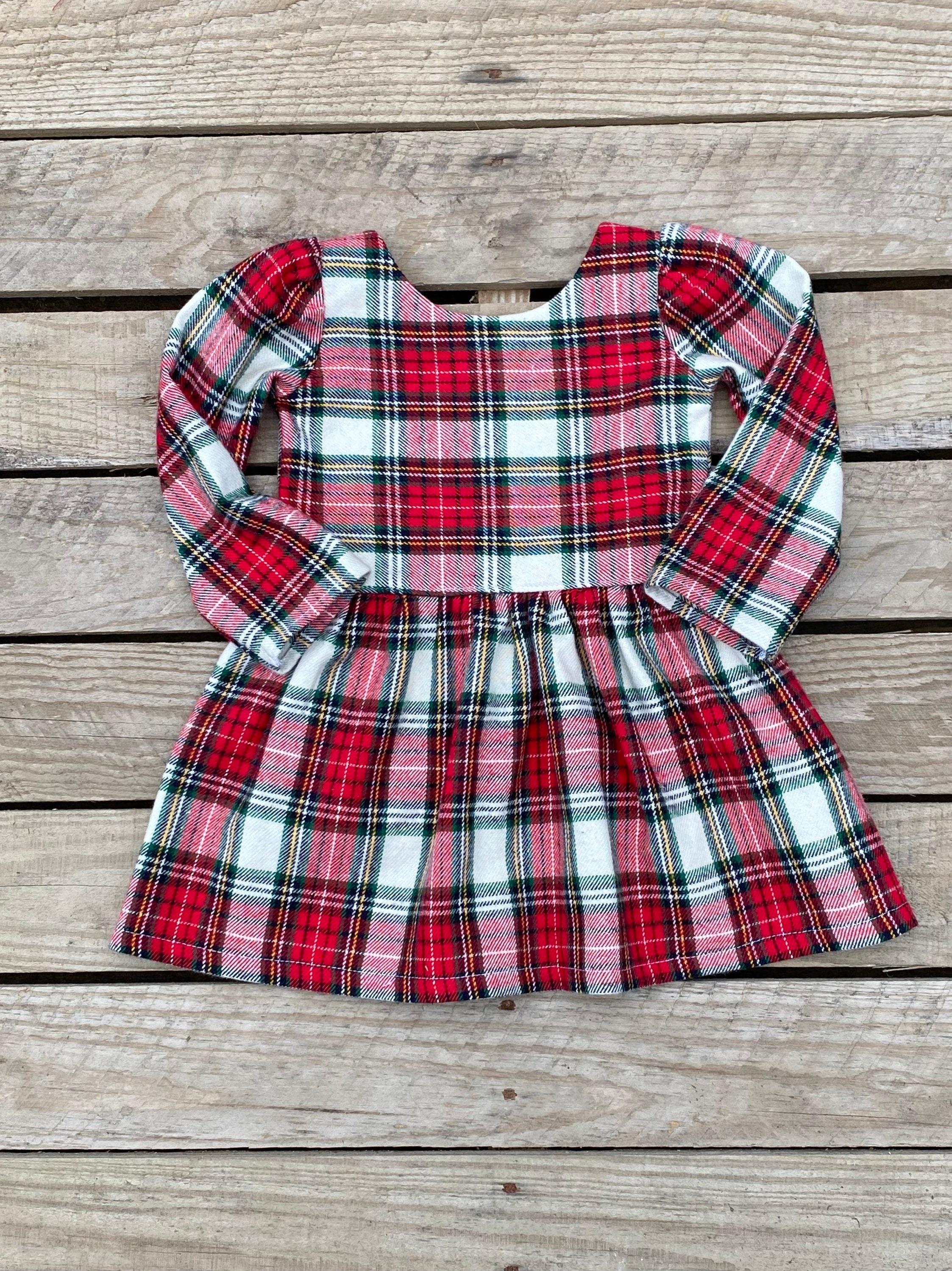 Plaid Flannel Christmas Dress / Girls 