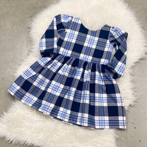 white christmas dresses Girls: The Addison Navy Blue Plaid Dress – Shop the Mint main image 1