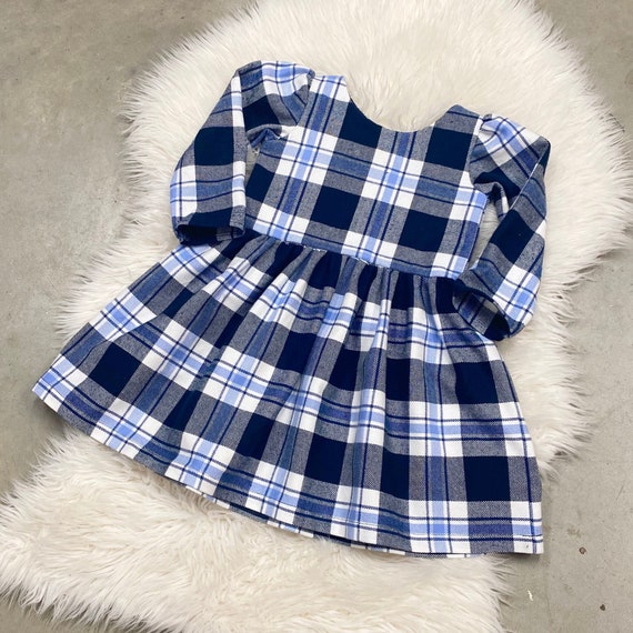 Thanksgiving Christmas girls navy White plaid dress girls picture day outfits toddler navy Christmas plaid dress baby girl dresses