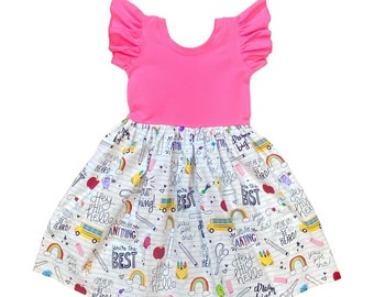 ABC first day of school dress / preschool girls outfits / kindergarten dresees / alphabet outfits / toddler school dresses / school portrait