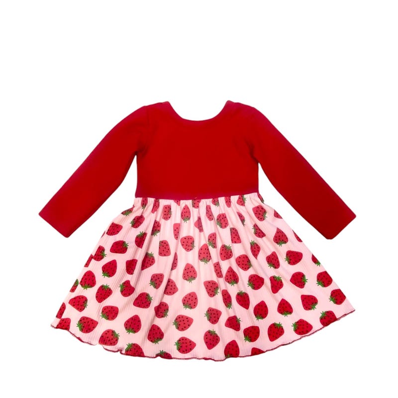 Children's Strawberry Print Casual Dress