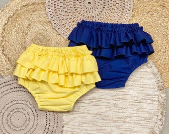 Navy blue ruffle bum, infant bloomers, double ruffle diaper cover, little girls diaper cover, baby bubble ruffle, cake smush outfit