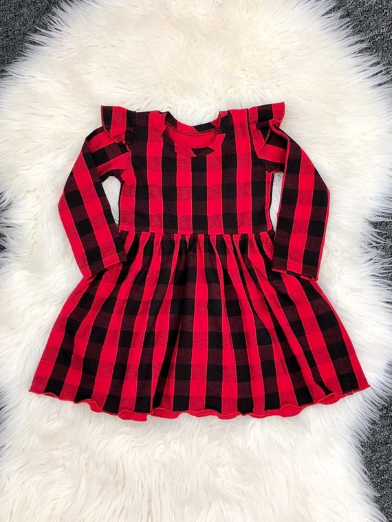 girls red and black plaid dress