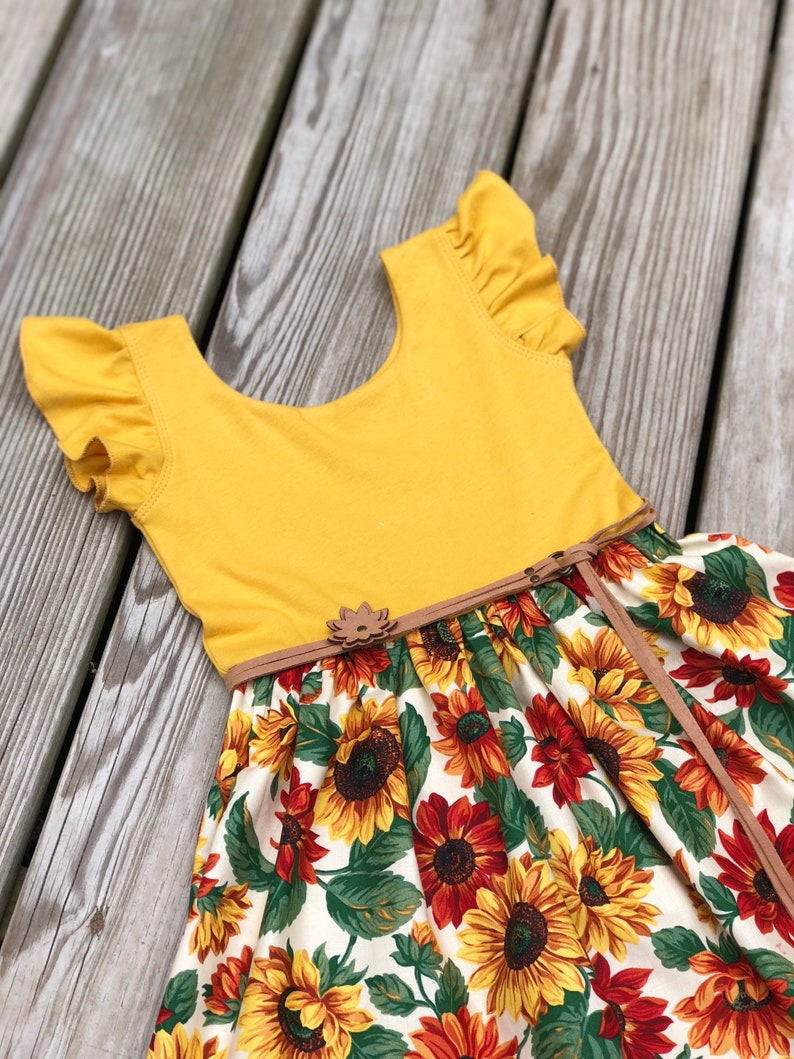 Sunflower Dress / Girls Sunflower Dress / Toddler Sunflower Etsy