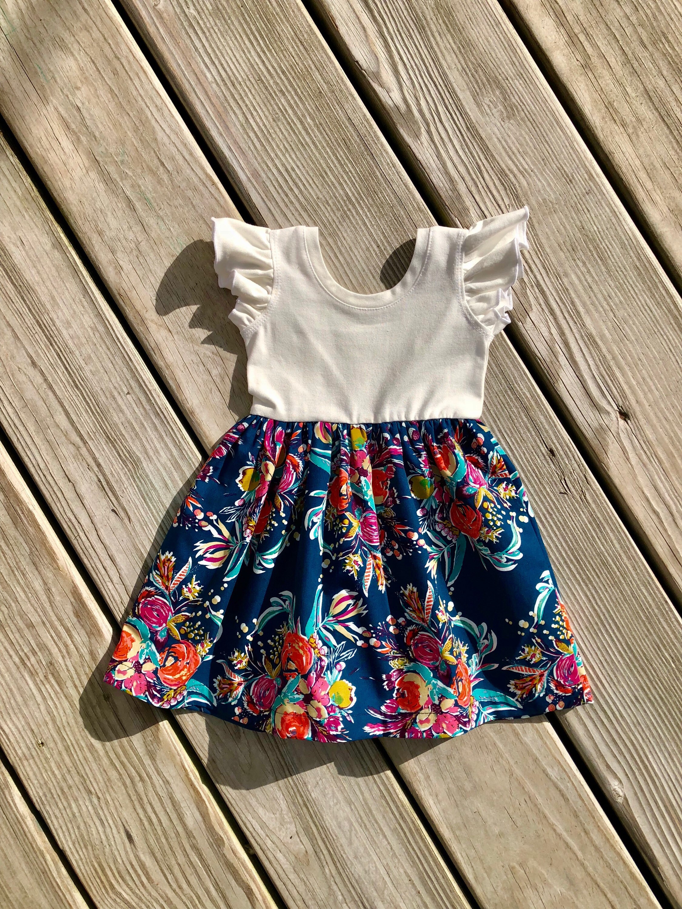 girls navy floral dress