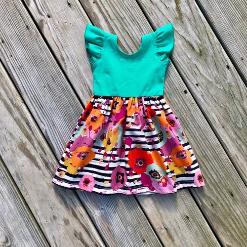 Easter Mint Flutter Dress Floral Easter Toddler Dress - Etsy