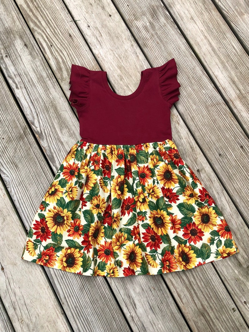maroon sunflower dress