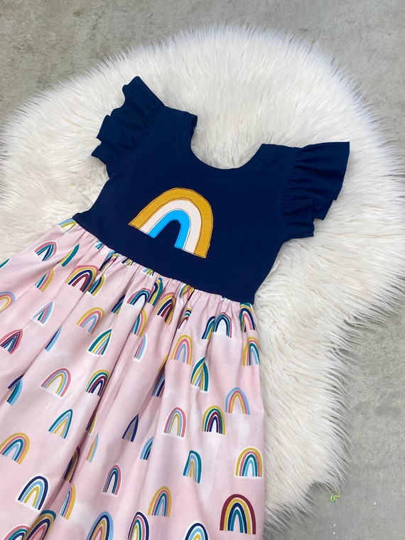 Rainbow Dresses Rainbow Baby Girls Outfits Toddler Rainbow Etsy