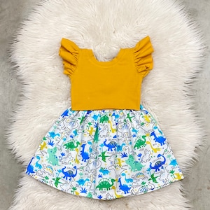 Robe d'anniversaire dinosaure pour tout-petit, tenue d'anniversaire bébé Dino, robe d'anniversaire sur le thème des dinosaures pour filles, robes sur le thème des dinosaures,