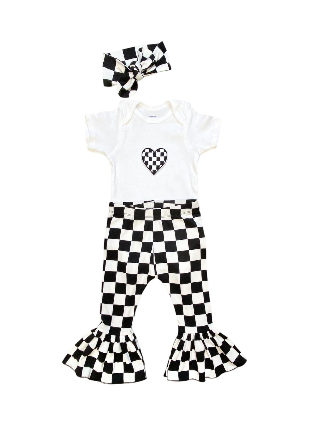 Baby Racing Gear Two Fast Racing Car Baby Girl Set, Bodysuit Checkered Heart,newborn ...