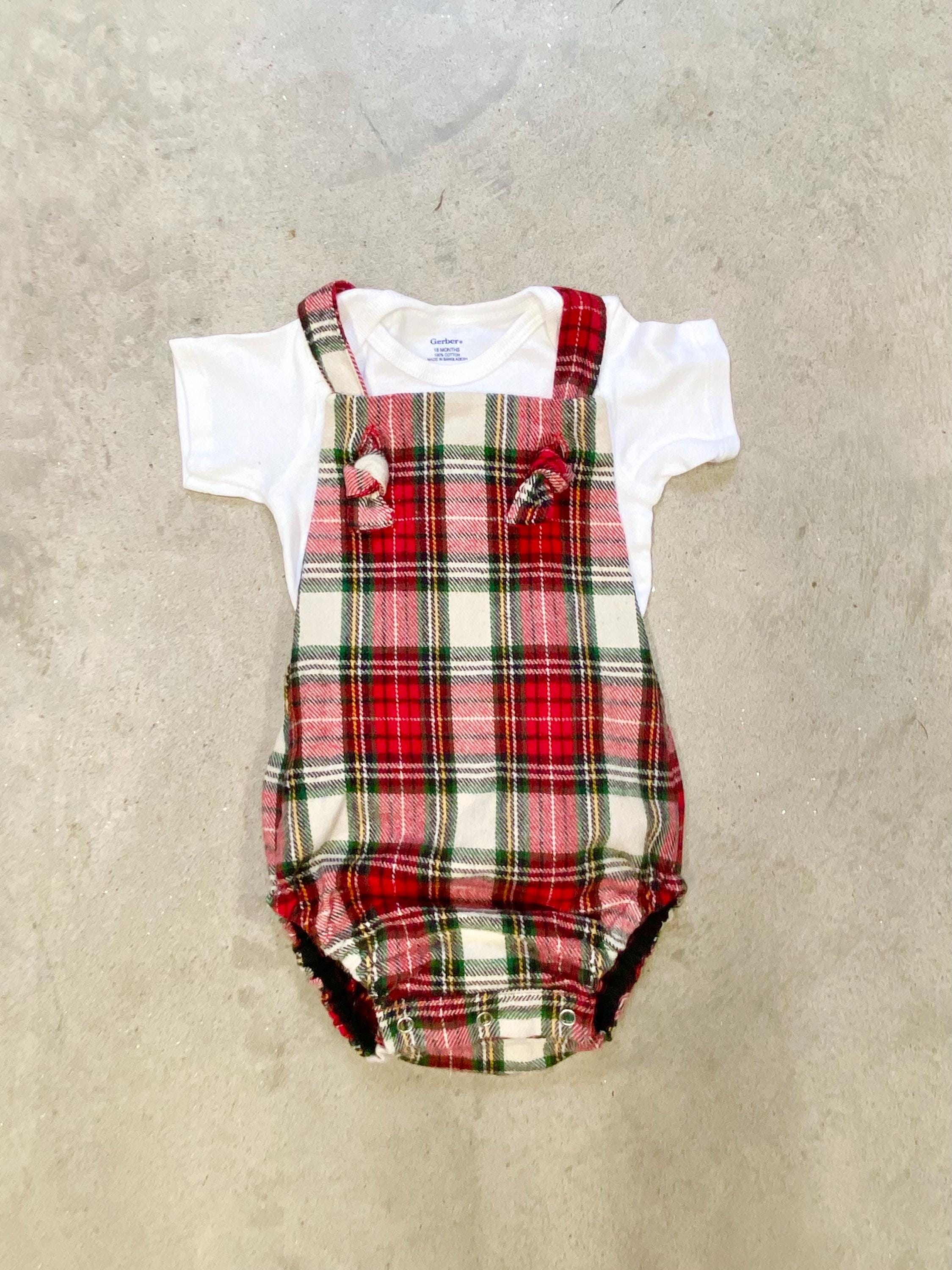 Baby Christmas red plaid bodysuit, Christmas kids photo props, red white  green plaid romper, baby girl Christmas outfits, baby boy Christmas