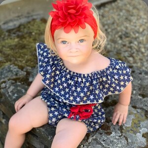 Kissy Kissy Baby Girls Bright Stars Patriotic Flags Ruffle Romper main image 1