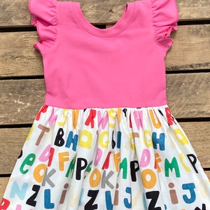 ABC first day of school dress / preschool girls outfits / kindergarten dresees / alphabet outfits / toddler school dresses / school portrait