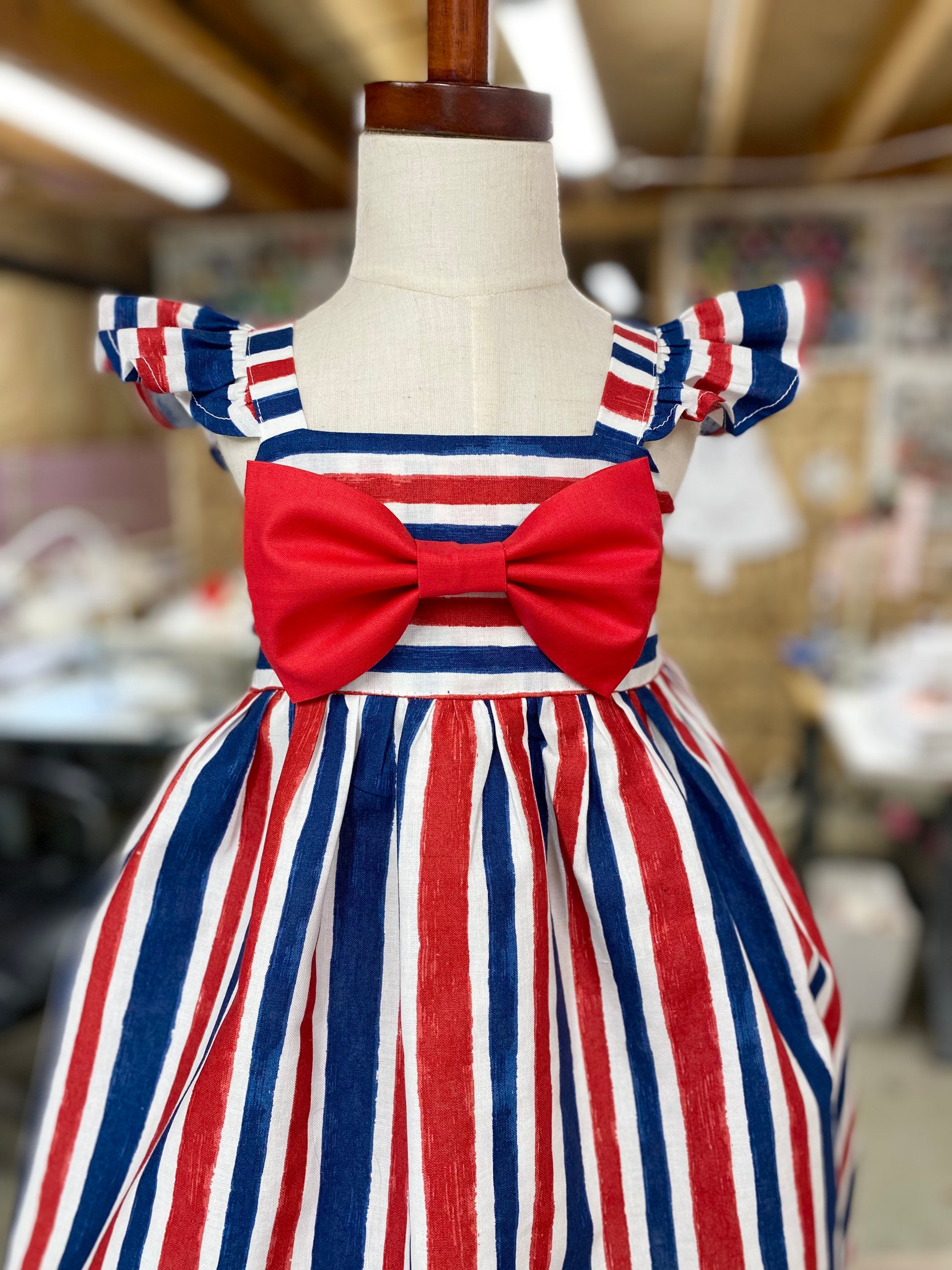Little girl red white and blue dresses sale