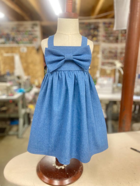 denim bow dress Bow Accent Mini Dress Denim main image 1