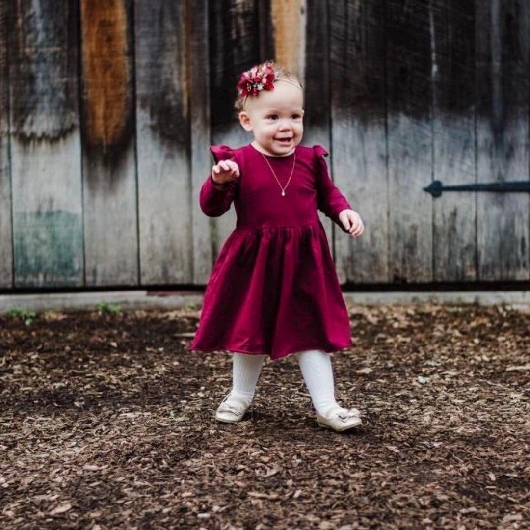 Aria Knit Long Sleeve Dress, Rust Thanksgiving Toddler Dresses, Girls ...