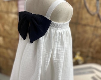 White black BACK BOW birthday dress, monochrome big bow dress, toddler black white  outfits, wedding flower girl dress.