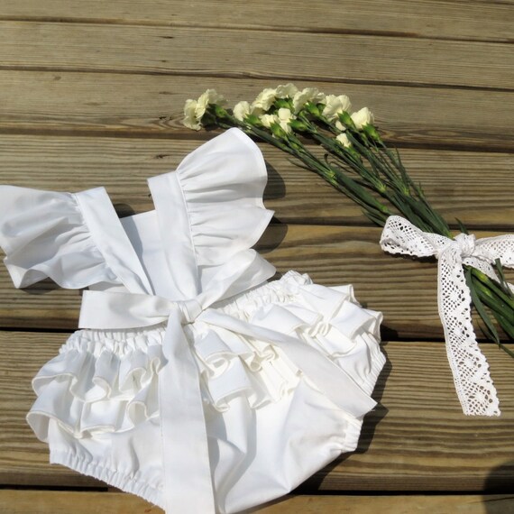 white ruffle romper newborn