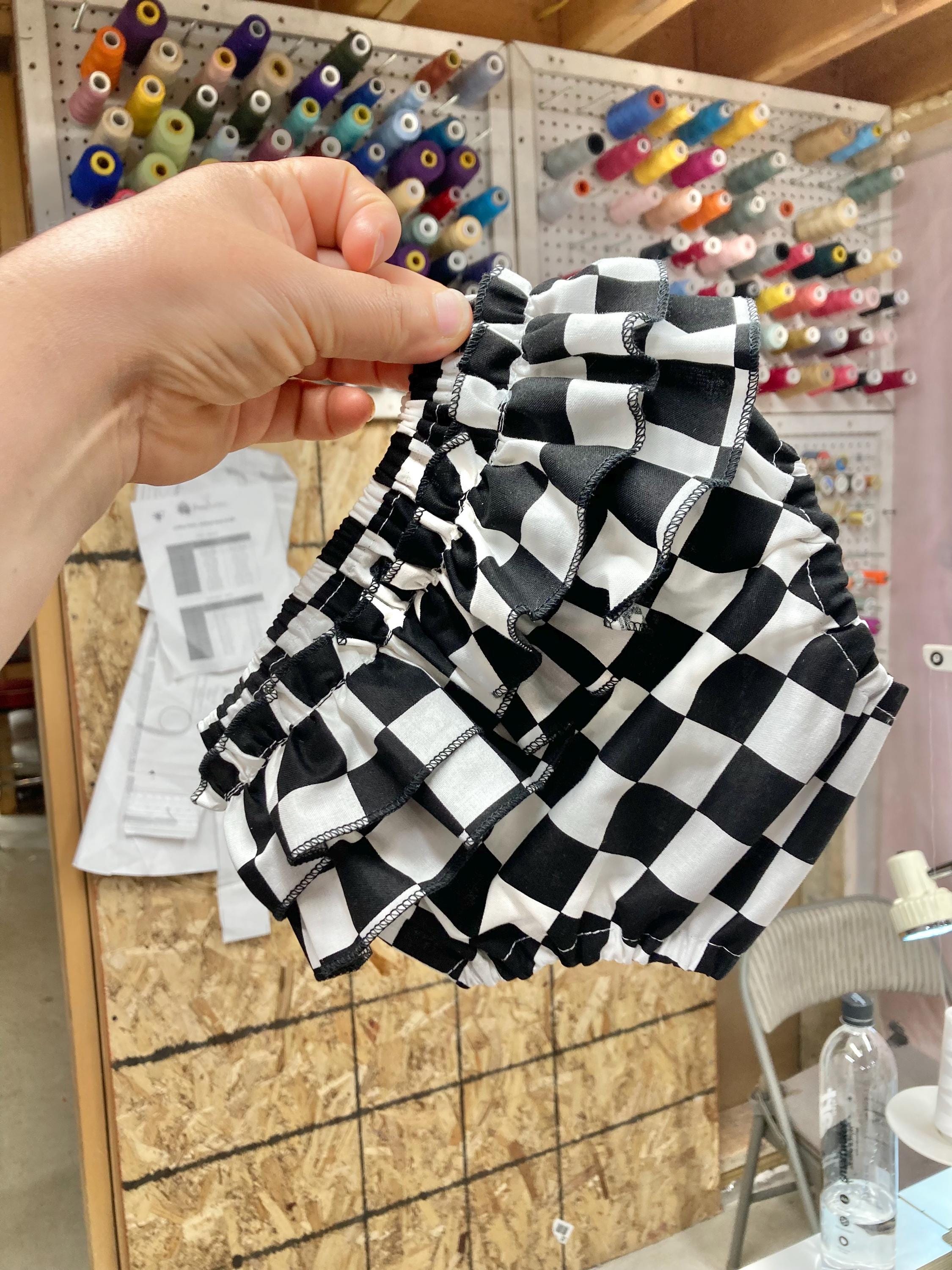 Two Fast Racing Car Baby Girl Ruffle Diaper Cover, Checkered Ruffle ...