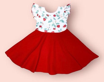 ONE BERRY birthday dress, toddler red strawberries birthday outfit, girls berry first outfit, summer strawberry dress, food themed dresses