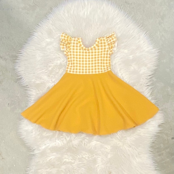 Mustard Plaid Baby Girl Dress: Thanksgiving Outfit
