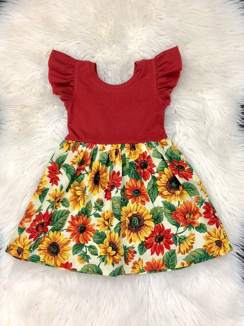 Sunflower Dress / Girls Sunflower Dress / Toddler Sunflower Etsy