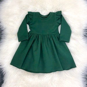chinese dress ladies Baby and Toddler Long-Sleeve Twirl Dress - Basil Green| 100% Organic
