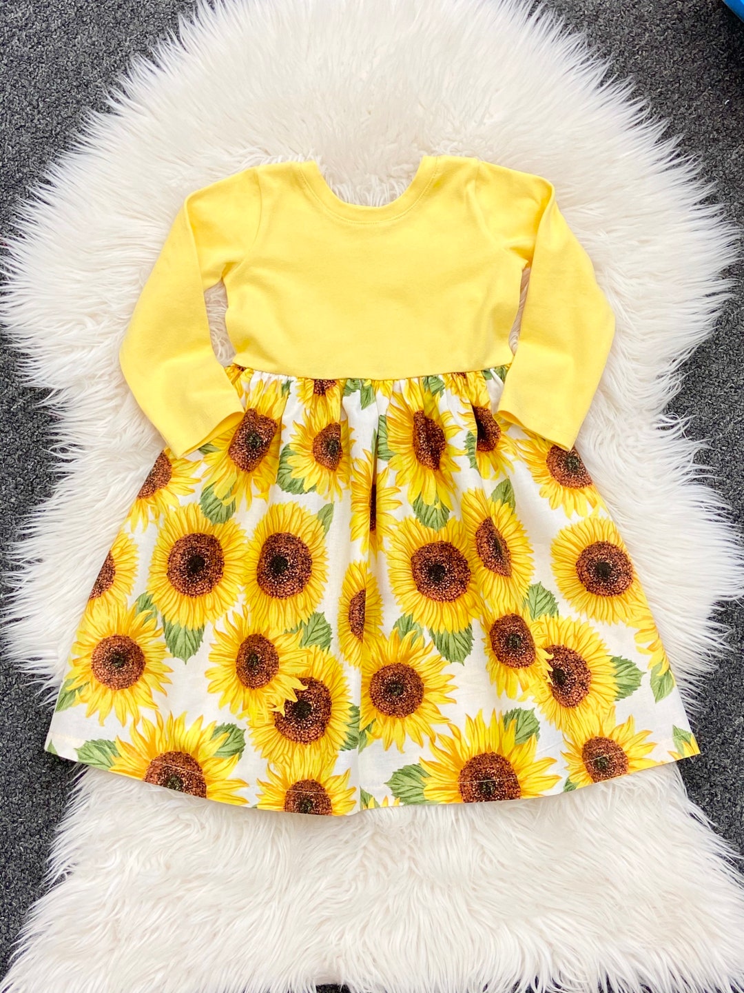 Little Flower Printed Summer Dress For Baby Girl In Yellow Color main image 1