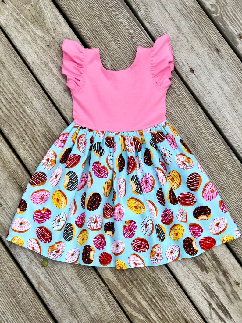 Birthday donut dress, toddler donut birthday outfit, girls pink donut dress,  spring mint donut dress, newborn dresses, food dresses 