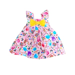 One sweet candy land birthday dress, birthday rainbow candy big bow dress, toddler candy birthday outfits, cotton candy birthday outfit