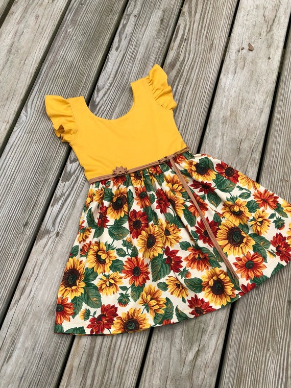 Vestido de girasol cumpleaños para niñas / trajes de - Etsy España