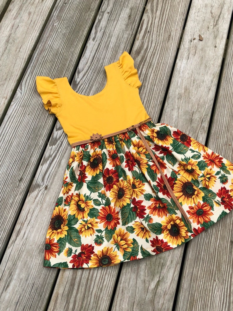 Girls Birthday Sunflower Dress / Girls Sunflower Outfits / Etsy Canada
