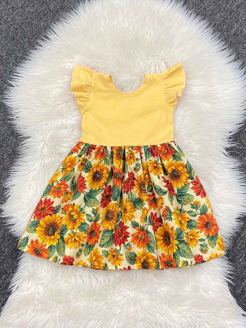 Sunflower Dress / Girls Sunflower Dress / Toddler Sunflower Etsy