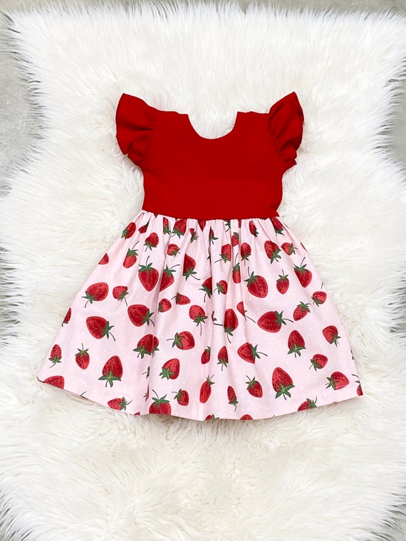 Birthday Strawberry Dress Toddler Red 
