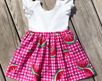 watermelon birthday girls dresses / watermelon toddler ruffle dress / summer  girls outfit / baby girl cake smush outfits / toddler birthday