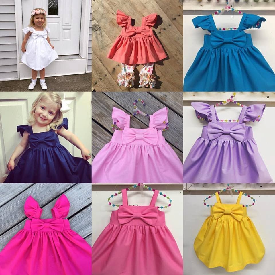 Baby Pink Puffy Sleeves Big Bow Dress Simple Girls Bow Dress Baby baby-pink-puffy-sleeves-big-bow-dress-simple-girls-bow-dress-baby