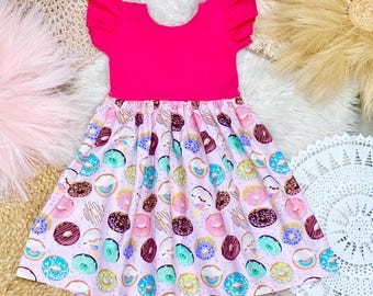 donut party dress Baby Girl Donut Birthday Outfit Sweet ONE - Made in USA