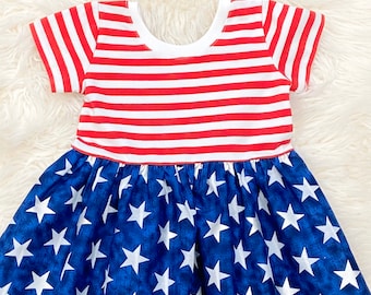 American flag girls outfits / white red blue outfits / star dress / patriotic dresses / baby girl patriotic outfits /toddler patriotic dress