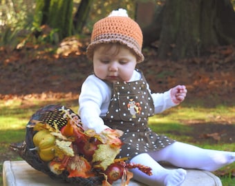 Crochet Baby Pumpkin Pie Hat: Newborn to Toddler Thanksgiving Outfit, Halloween Costume