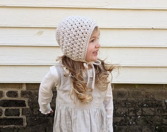 Crochet Knit Classic Bonnet for Newborn, Baby, Toddler, Girls, Kids, Baby Shower Easter Christmas or Pregnancy Announcement