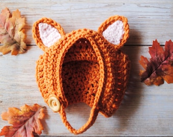 Crochet Kitten Bonnet: Newborn to Baby Halloween Costume, Orange Cat Hat