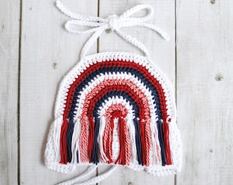 Fourth of July Crochet Knit Crop Top for Baby Girls