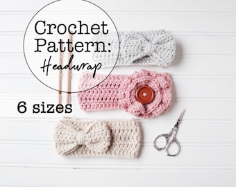 Crochet Bow Flower Headwrap Pattern Medium Weight Yarn (PDF Download)
