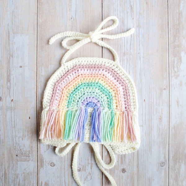 Pastel Rainbow Crochet Knit Crop Top for Baby Girls
